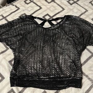 DAYTRIP Metallic Knit Short Sleeve Sweater Blouse | Size M Edgy Rock Chic Night